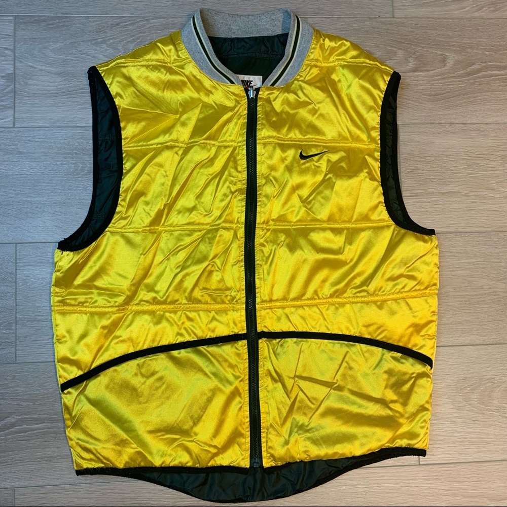 Vintage 90s NIKE JACKET VEST 2 in 1 green/ bright yellow RARE Size MED